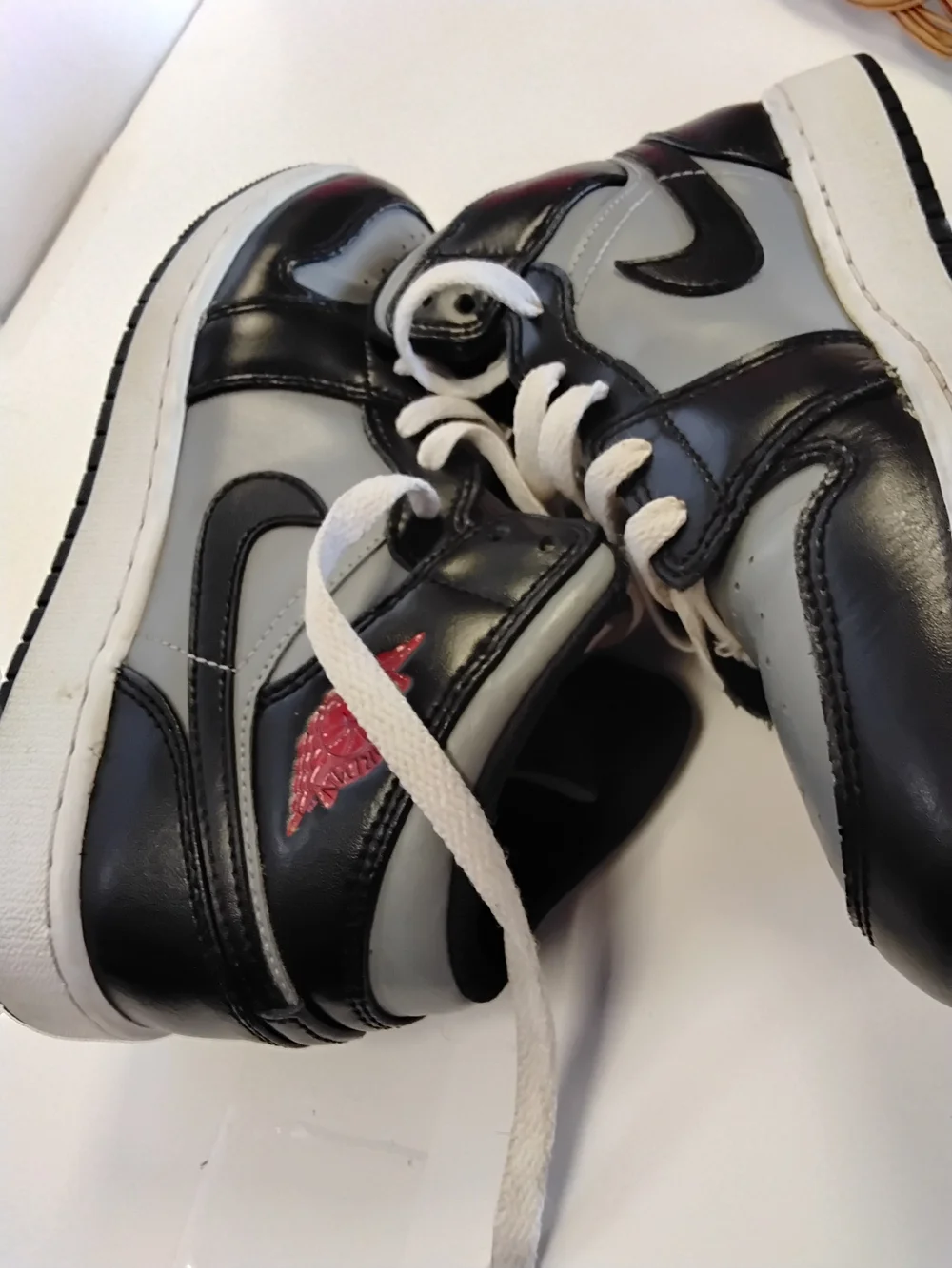 Jordan Men’s High-Top Sneakers - Black, Gray & Red Accent
